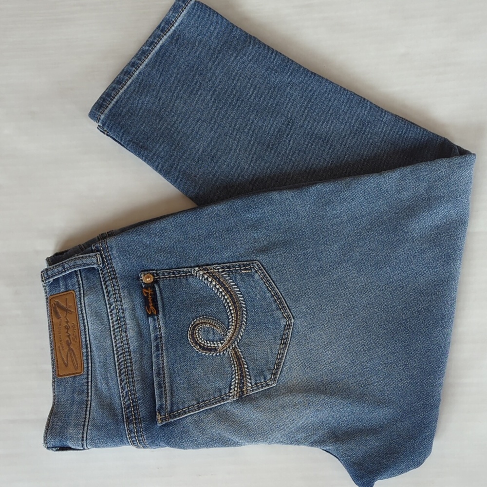 Seven7 Girlfriend Distressed Capri Jeans 6 Blue Pockets